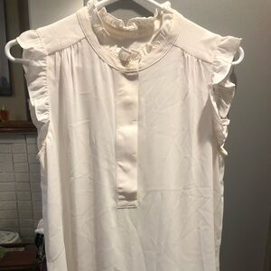 LOFT Ivory Short Sleeve Blouse Small BNWT